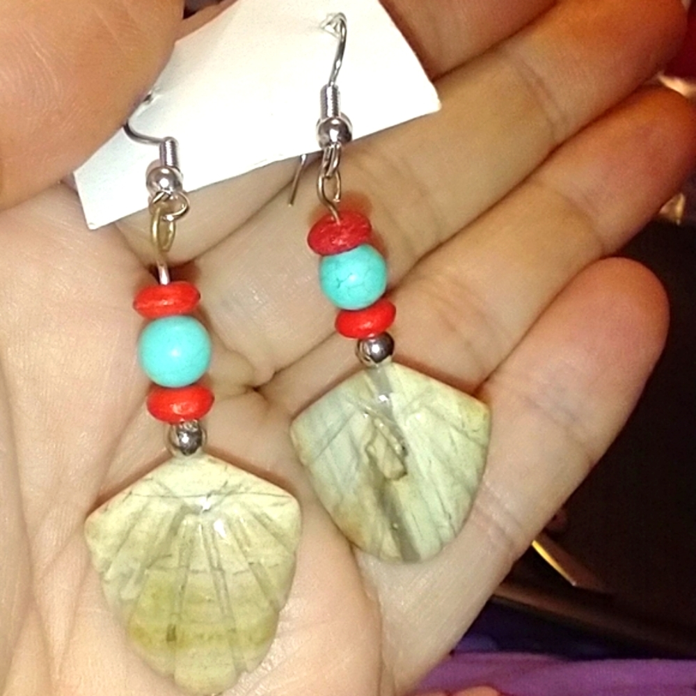 Vintage Native American Petrified wood earrings